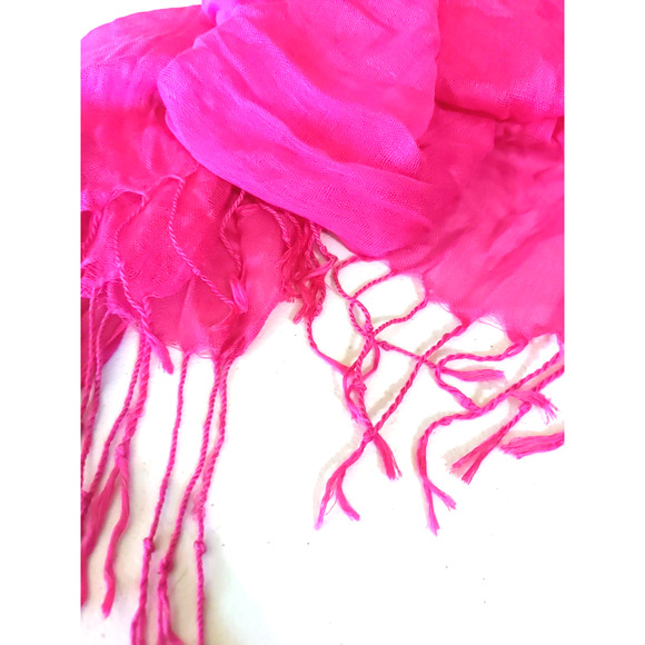 Pink Scarf Fringe Rectangle 66" X 24 Lightweight - Picture 4 of 7